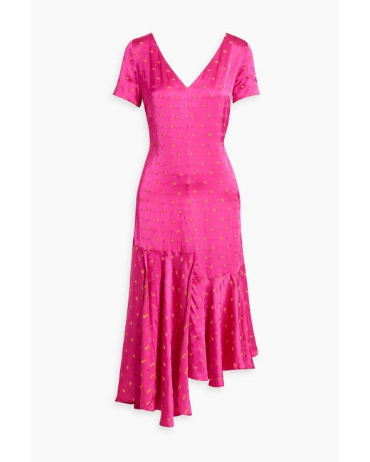 Marni Pink Asymmetrisches kleid aus glänzendem jacquard