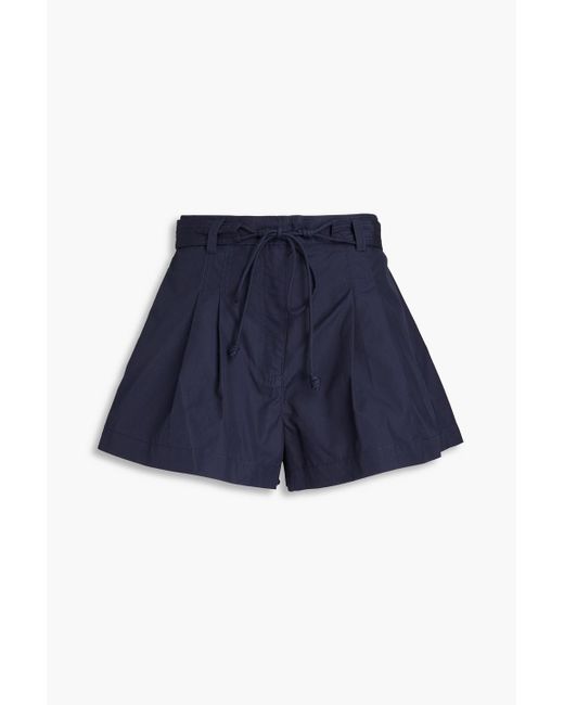 Ulla Johnson Blue Iris Pleated Cotton-poplin Shorts