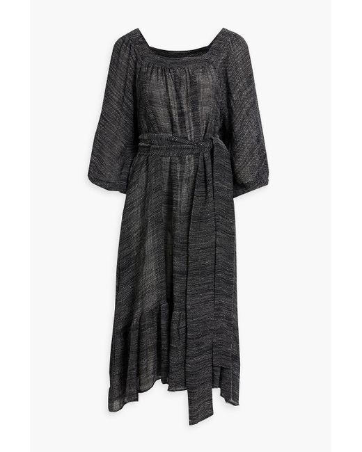 Lisa Marie Fernandez Black Laure Linen-blend Gauze Midi Dress