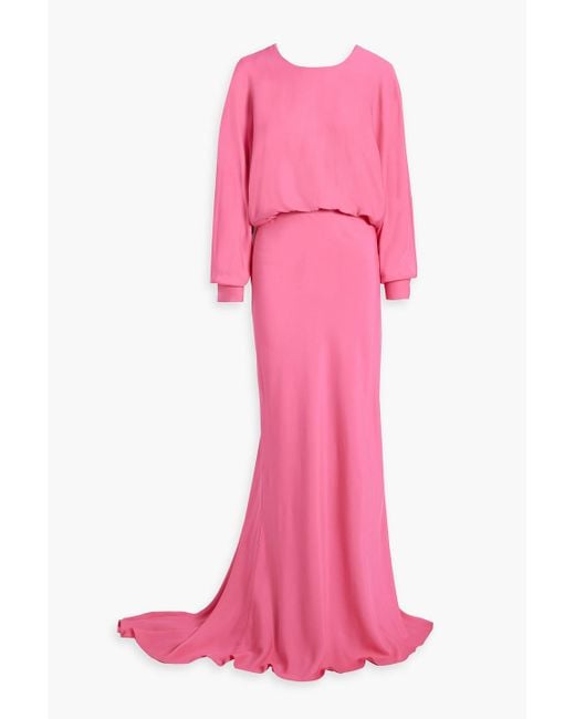 Monique Lhuillier Pink Cutout Knotted Crepe Gown