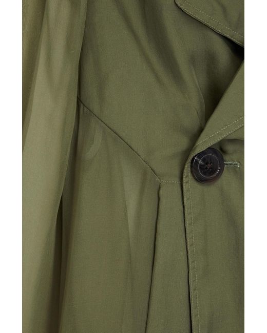 Rick Owens Green Silk-voile Trench Coat