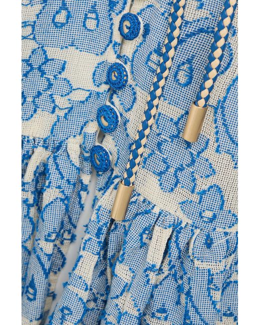 Zimmermann Blue Wylie Fil Coupé Cotton Midi Dress