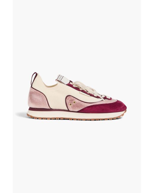 Zimmermann Pink Color-block Velvet And Stretch-knit Sneakers