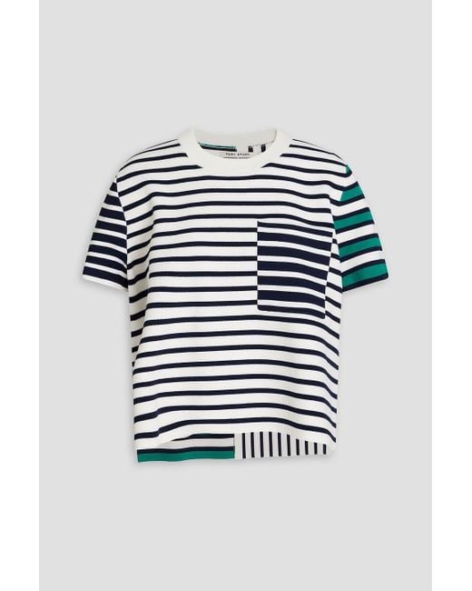 Tory Burch Blue Striped Knitted Top
