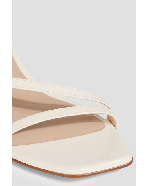 Stuart Weitzman White Oasis 50 Patent-Leather Wedge Sandals