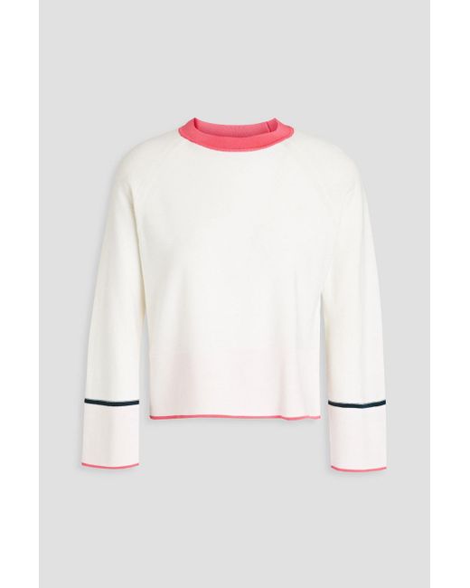 Victoria Beckham White Cropped Wool-blend Sweater