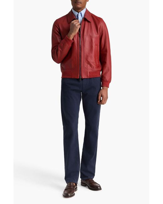 Canali Red Leather Jacket for men