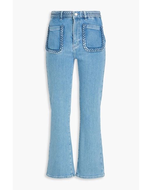 Maje Blue Braided High-Rise Bootcut Jeans