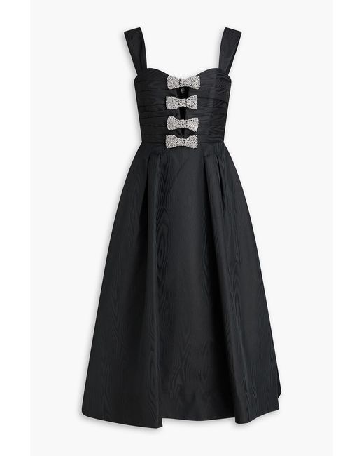 Rebecca Vallance Black Luiza Bow-detailed Cutout Moire Midi Dress