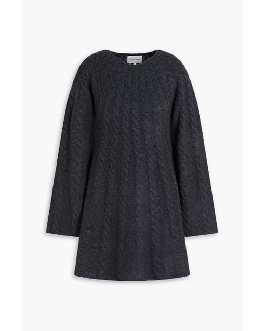 Loulou de Saison Black Blasse Cable-Knit Cashmere Mini Dress