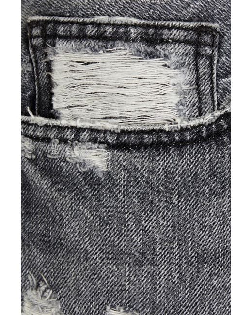 FRAME Gray Le Jane Cropped Distressed High-rise Straight-leg Jeans