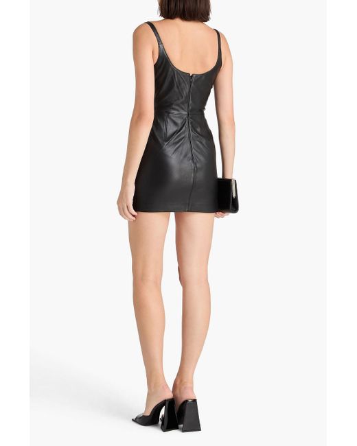 pink faux leather mini dress Square Neck Faux Leather Mini Dress Pink