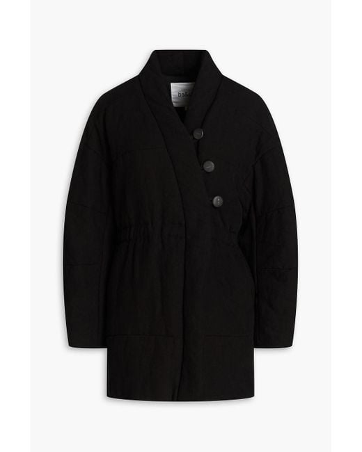 Ba&sh Black Lana Quilted Linen Jacket