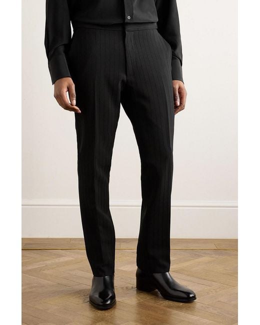 Tom Ford Black Straight-Leg Striped Mohair And Wool-Blend Pants for men