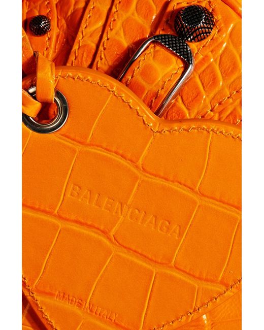 Balenciaga Orange Le Cagole Xs Croc-effect Leather Shoulder Bag