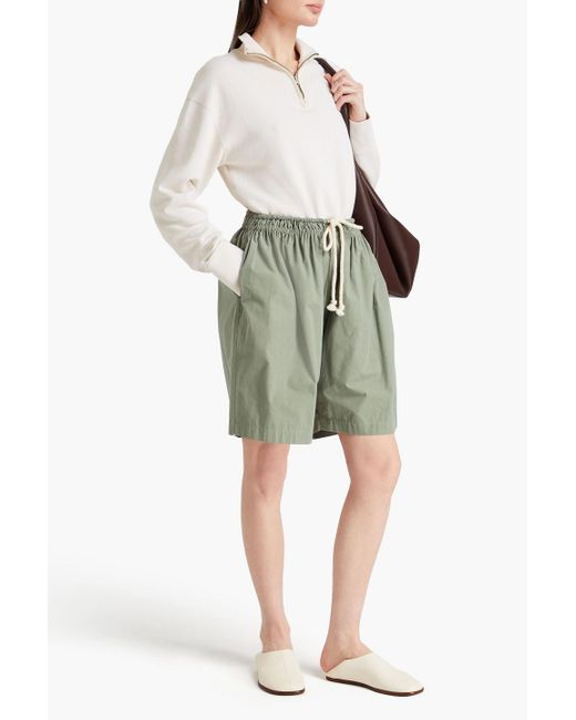 Jil Sander Green Cotton-poplin Shorts