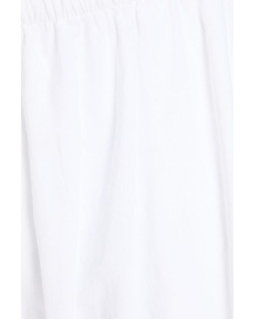By Malene Birger White Luisa Cropped Lace-trimmed Cotton-poplin Wide-leg Pants
