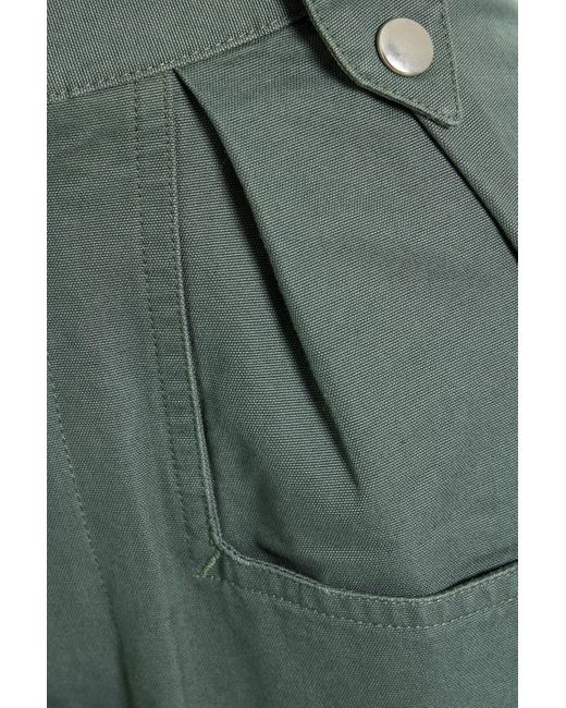 Isabel Marant Green Pulcie Suede-trimmed Cotton Tapered Pants