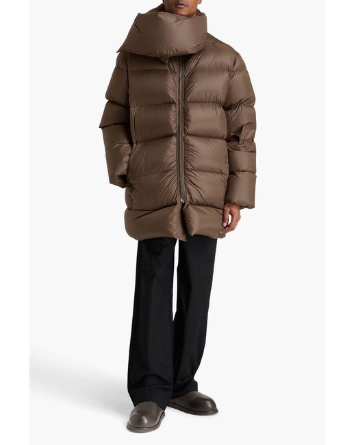 Rick Owens Brown Quilted Shell Down Coat for men