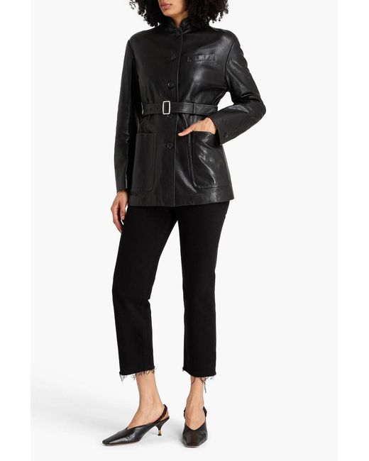 Bally Black Belted Leather Jacket