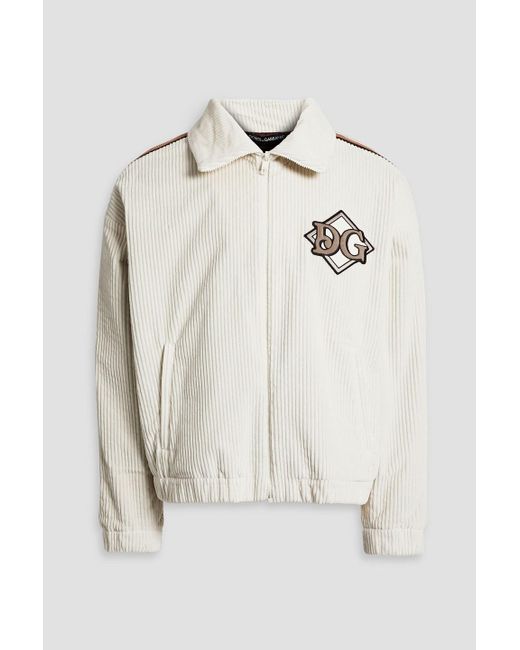 Dolce & Gabbana Natural Appliquéd Cotton-corduroy Jacket for men