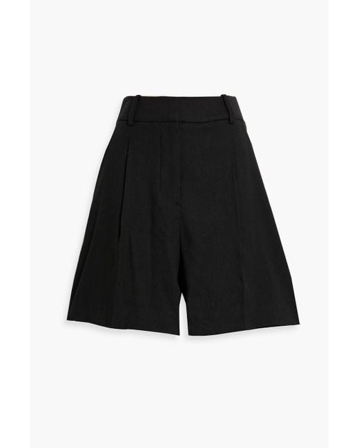 Veronica Beard Black Noemi Linen-Blend Twill Shorts