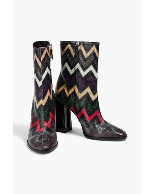 Missoni Black Ankle boots aus häkelstrick in metallic-optik