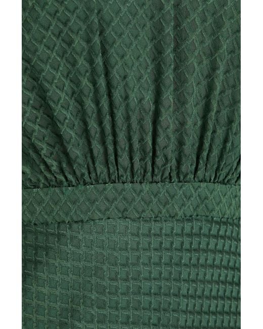 Saloni Green Fleur Cutout Devoré-satin Maxi Dress