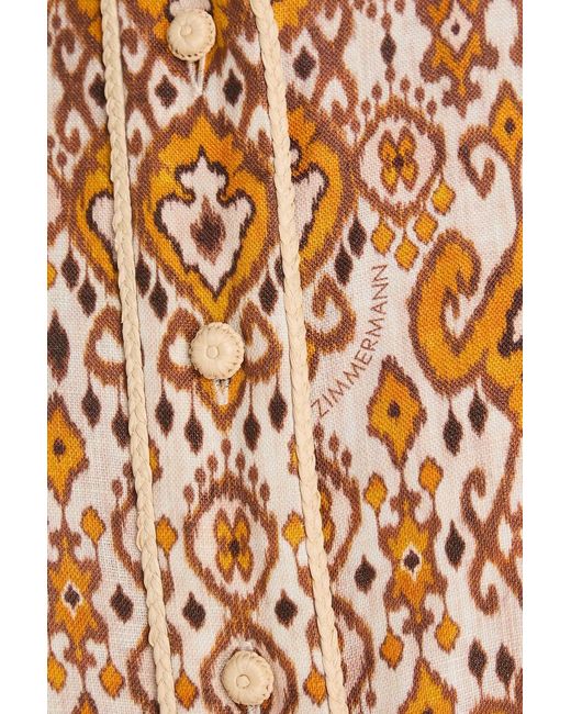 Zimmermann Natural Printed Linen Shirt