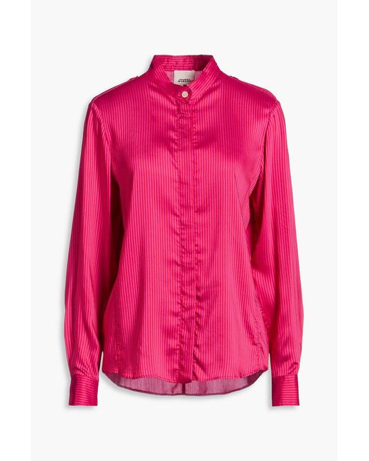 Isabel Marant Pink Ilda Striped Crepe De Chine Shirt
