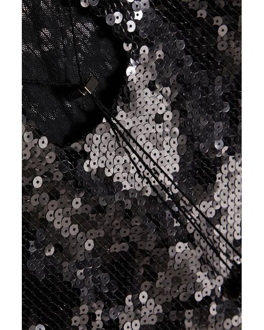 16Arlington Black Solaria Sequined Mesh Mini Dress
