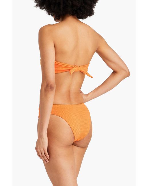 Mara Hoffman Orange Abigail Ribbed Knotted Bandeau Bikini Top