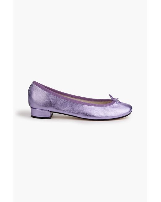 Repetto Metallic Leather Ballet Flats in Purple | Lyst