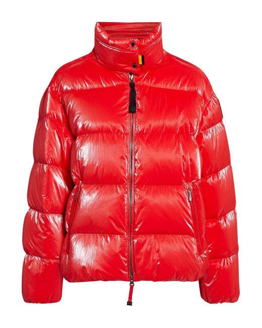 Parajumpers Pia Quilted Coated Shell Down Jacket in Red | Lyst