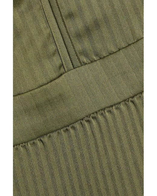 10 Crosby Derek Lam Green Persis Ruffled Pleated Satin-crepe Mini Dress