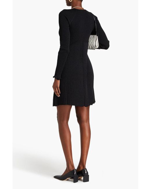 Khaite Black Lucille geripptes minikleid aus einer wollmischung mit metallic-effekt