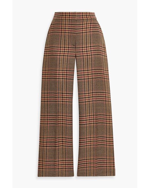 Veronica Beard Brown Brixton Prince Of Wales Checked Wool Straight-Leg Pants