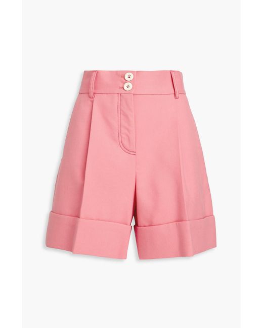 See By Chloé Pink Pleated Cotton-blend Twill Shorts