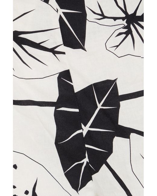 Farm Rio White One-shoulder Cutout Printed Linen-blend Wide-leg Jumpsuit