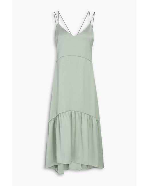 Claudie Pierlot Green Satin Midi Dress