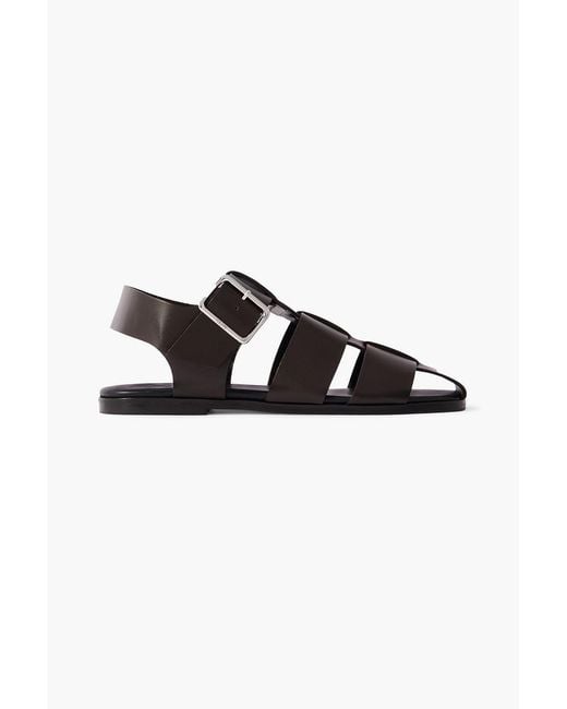 Aeyde Black Whit Leather Sandals