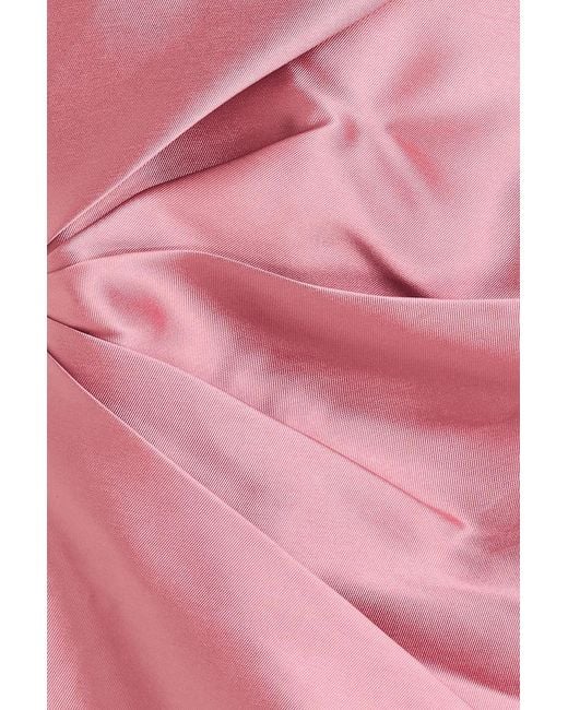 Solace London Pink Kira One-Shoulder Duchesse-Satin Maxi Dress