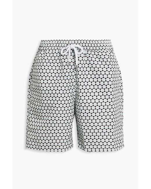 Frescobol Carioca White Long-length Printed Swim Shorts for men