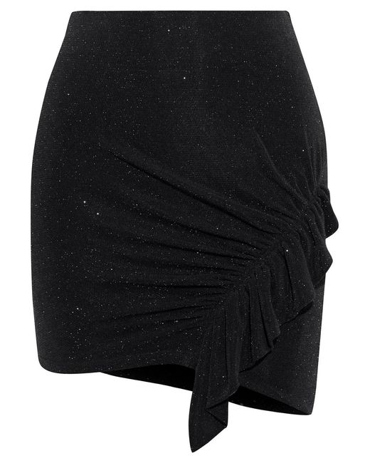 IRO Black Zilka Ruched Metallic Stretch-knit Mini Skirt