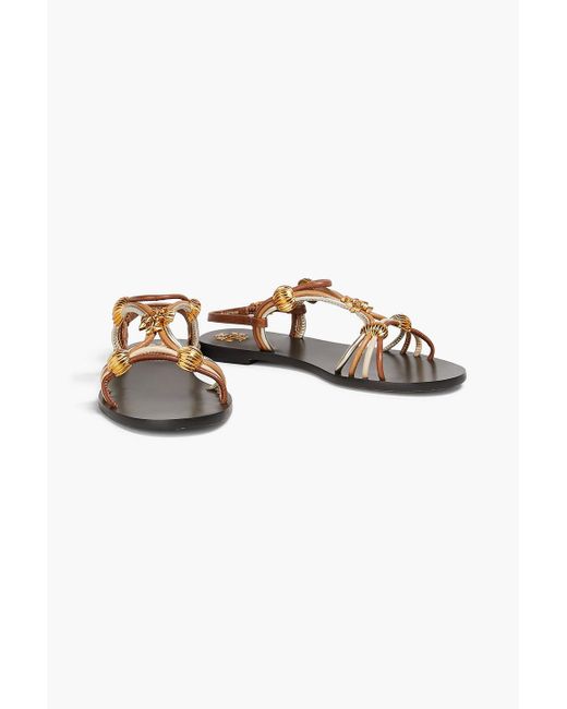 Tory Burch Metallic Capri Embellished Leather Sandals