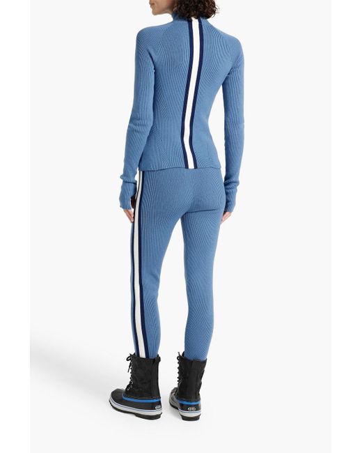 CORDOVA Blue Gestreifte leggings aus gerippter stretch-merinowolle
