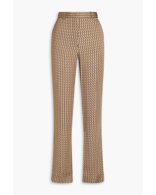 Victoria Beckham Natural Logo-print Twill Straight-leg Pants