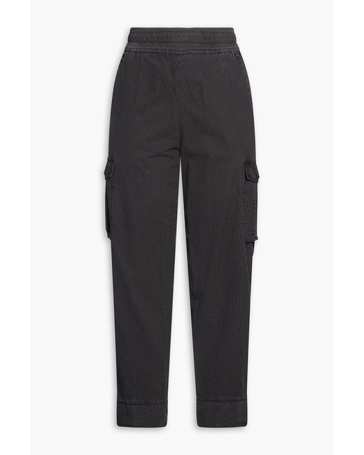 James Perse White Striped Cotton-Blend Seersucker Cargo Pants