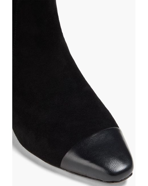 Veronica Beard Black Cecile Suede And Leather Knee Boots