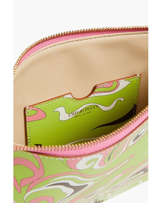 Emilio Pucci Green Printed Leather Pouch